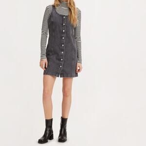 Levi’s‎ Tuli front button closure denim mini dress scoop neck black/gray